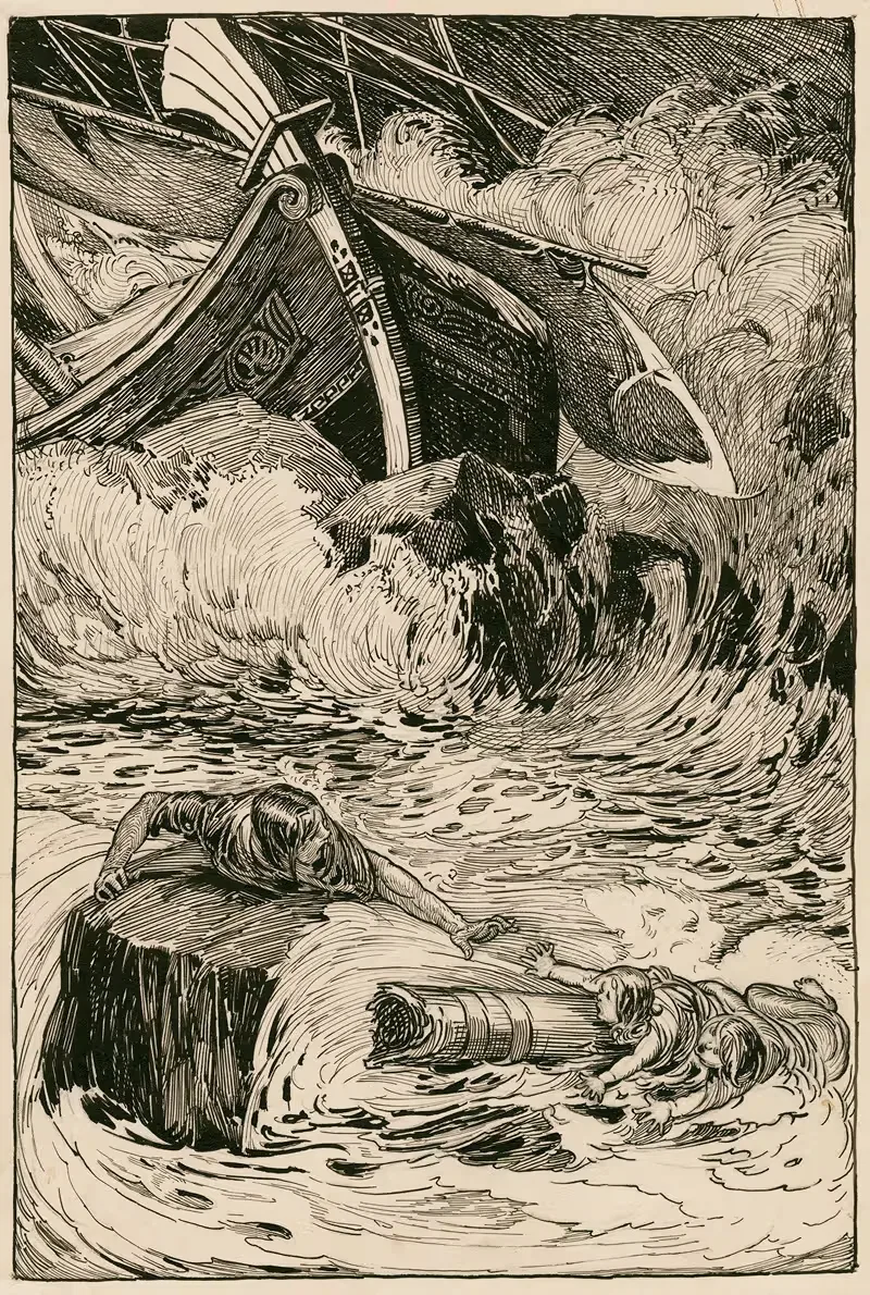 Комедия ошибок. Корабль разбился о могучую скалу by Луи Рид, 1917-1918 — digital art print download