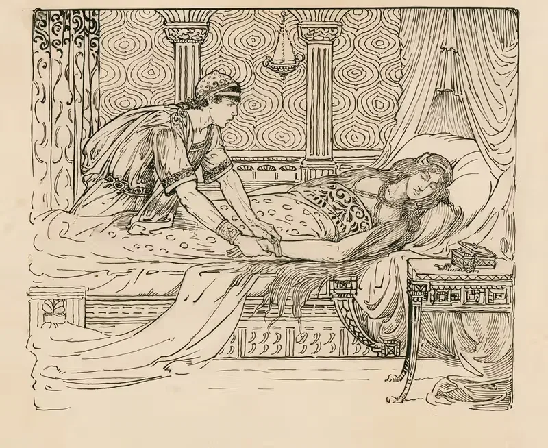 Softly unloosing the bracelet from her arm — Louis Rhead