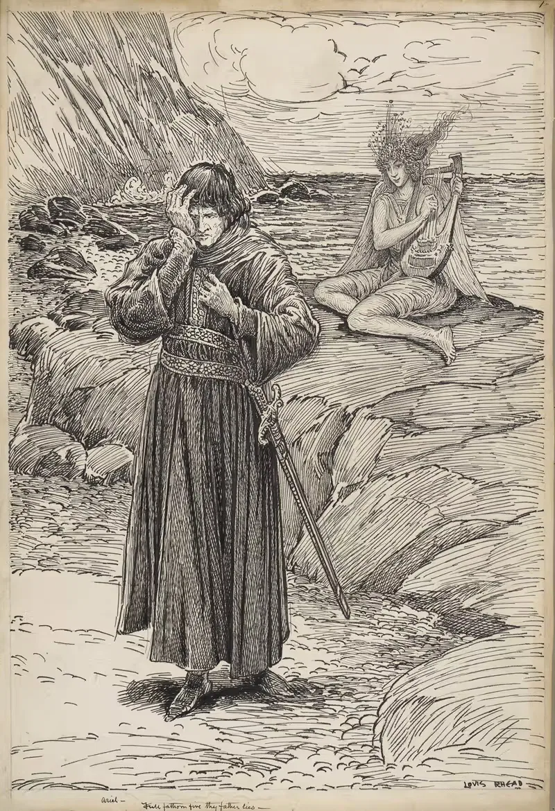 Tempest, Ariel; Full fathom five thy father lies — Louis Rhead