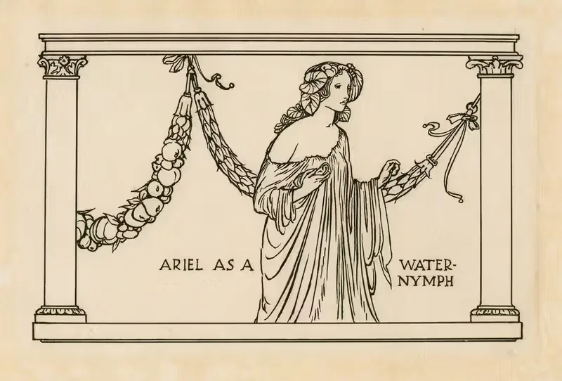 Ариэль как водяная нимфа by Роберт Эннинг Белл, 1900 — digital art print download