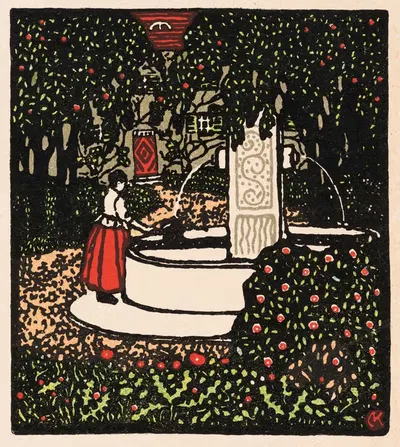 Nr. 254: Frau am Brunnen by Carl Krenek, 1909 — digital art print download