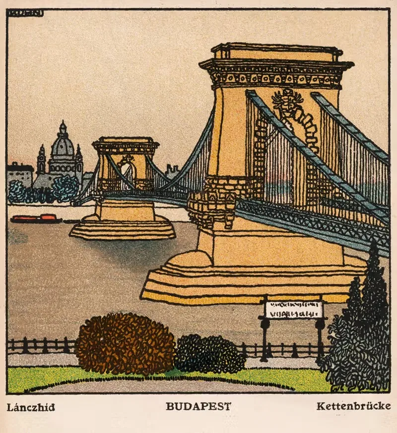 № 458: Будапешт, Кеттенбрюке by Франц Бернхард Кун, 1911 — digital art print download
