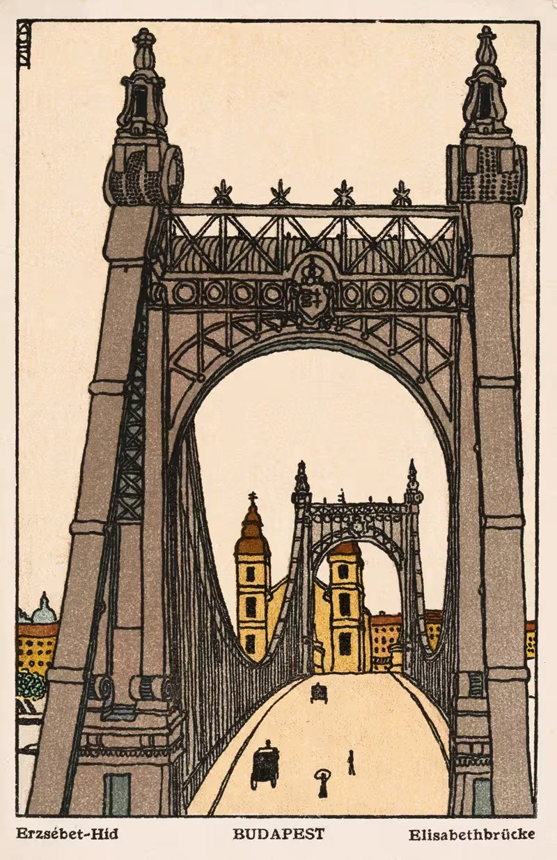 № 459: Будапешт, Элизабетский мост by Франц Бернхард Кун, 1911 — digital art print download