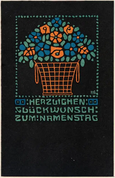 Nr. 65: Поздравительная открытка к именинам by Густав Кальхаммер, 1907 — digital art print download