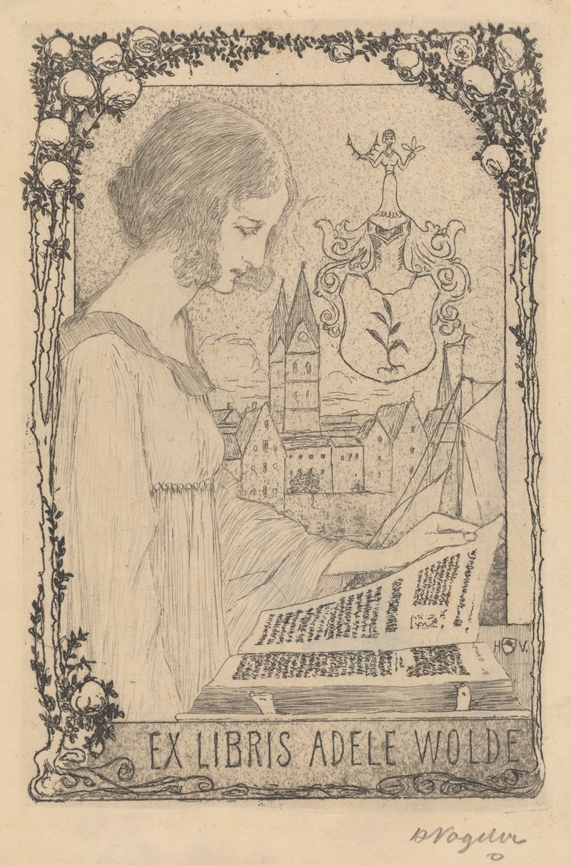 Экслибрис Адели Вольде II by Генрих Фогелер, 1898 — digital art print download