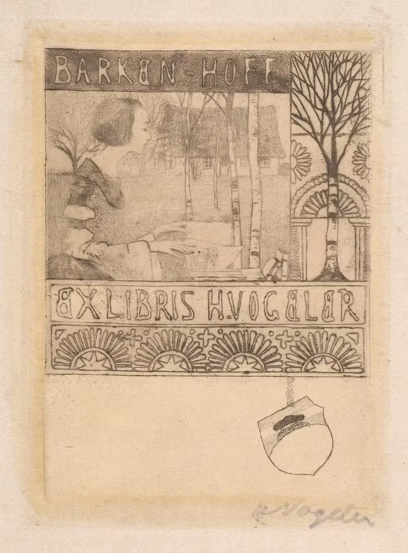 Ex Libris Barken-Hoff H. Vogeler by Heinrich Vogeler, 1896 — digital art print download