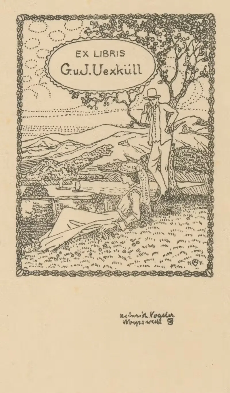 Экслибрис Г. и Й. Уэкскюль by Генрих Фогелер, 1905 — digital art print download