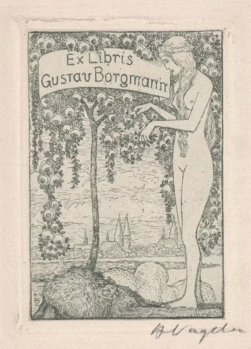 Экслибрис Густава Боргмана by Генрих Фогелер, 1912 — digital art print download