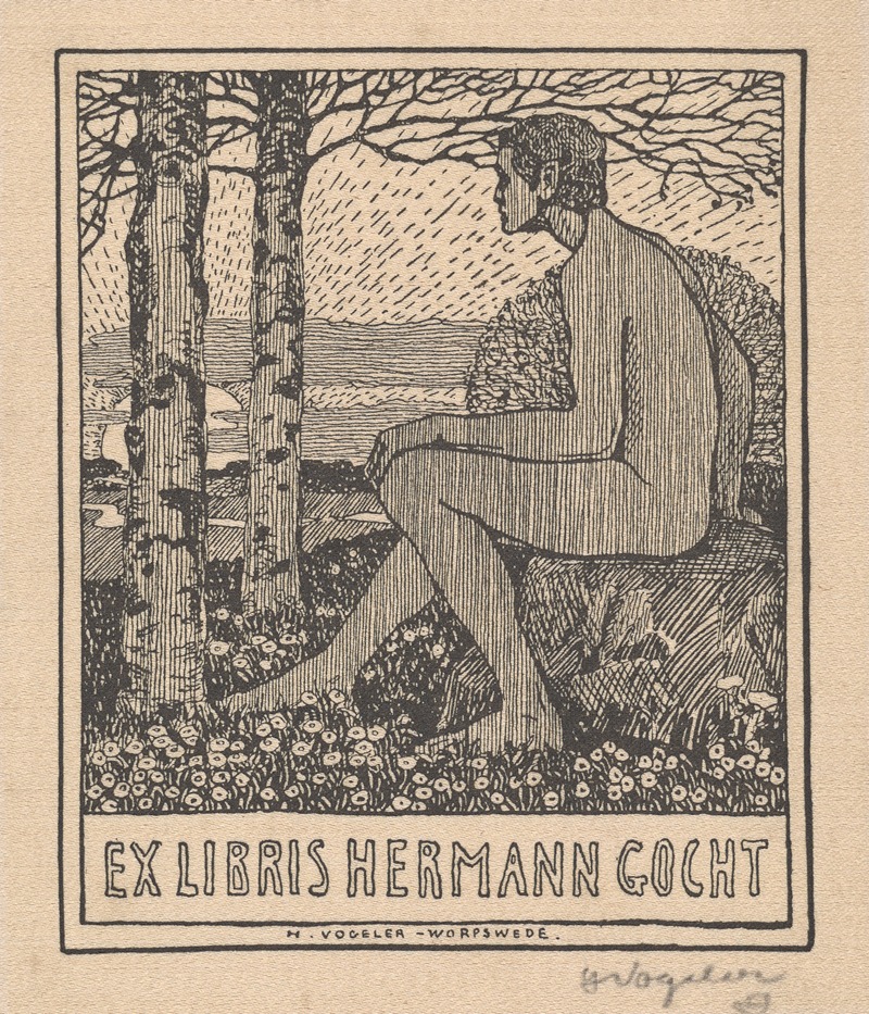Экслибрис Германа Гохта by Генрих Фогелер, 1905 — digital art print download