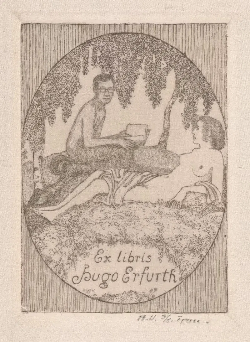 Ex Libris Hugo Erfurth by Heinrich Vogeler, 1911 — digital art print download