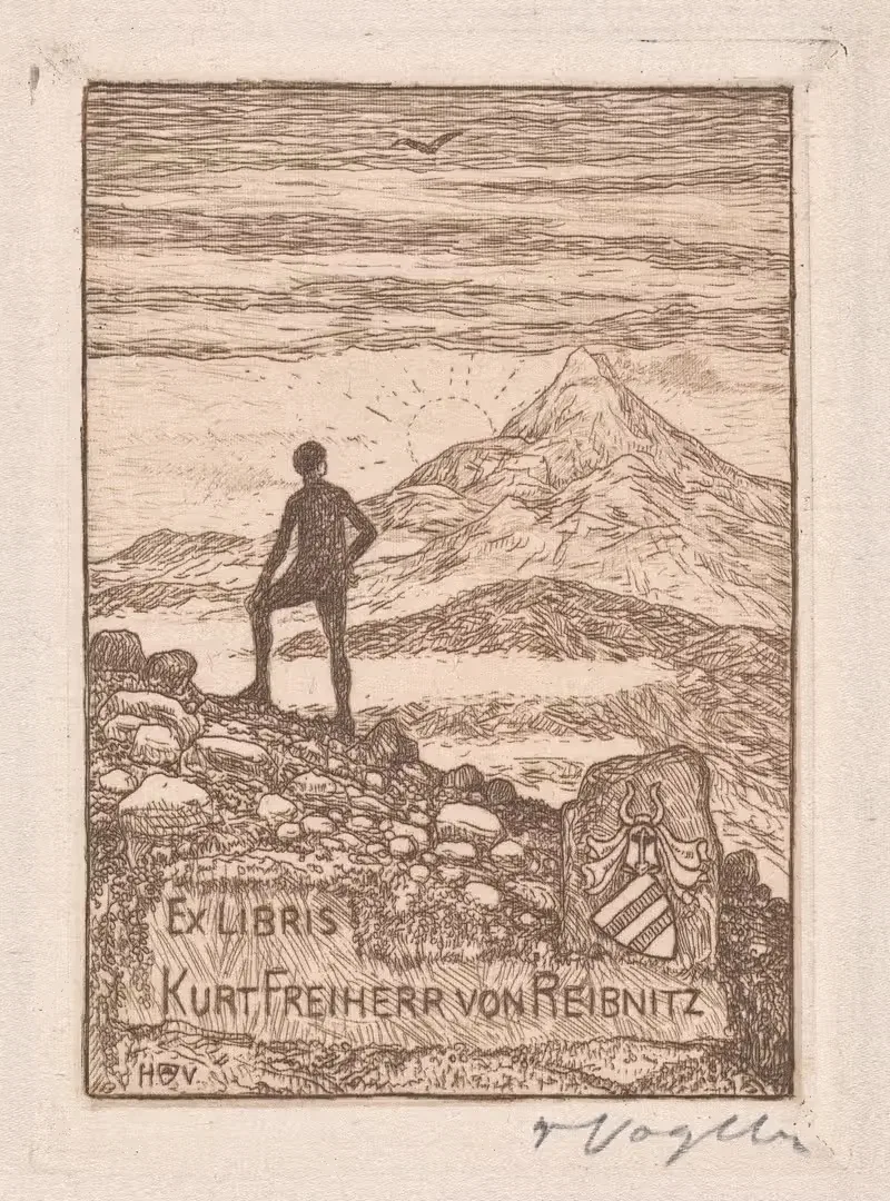 Экслибрис Курта Фрайхерра фон Рейбница by Генрих Фогелер, 1912 — digital art print download