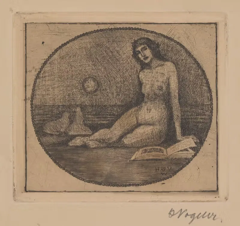 Экслибрис 'Лежащий у моря' by Генрих Фогелер, 1912 — digital art print download