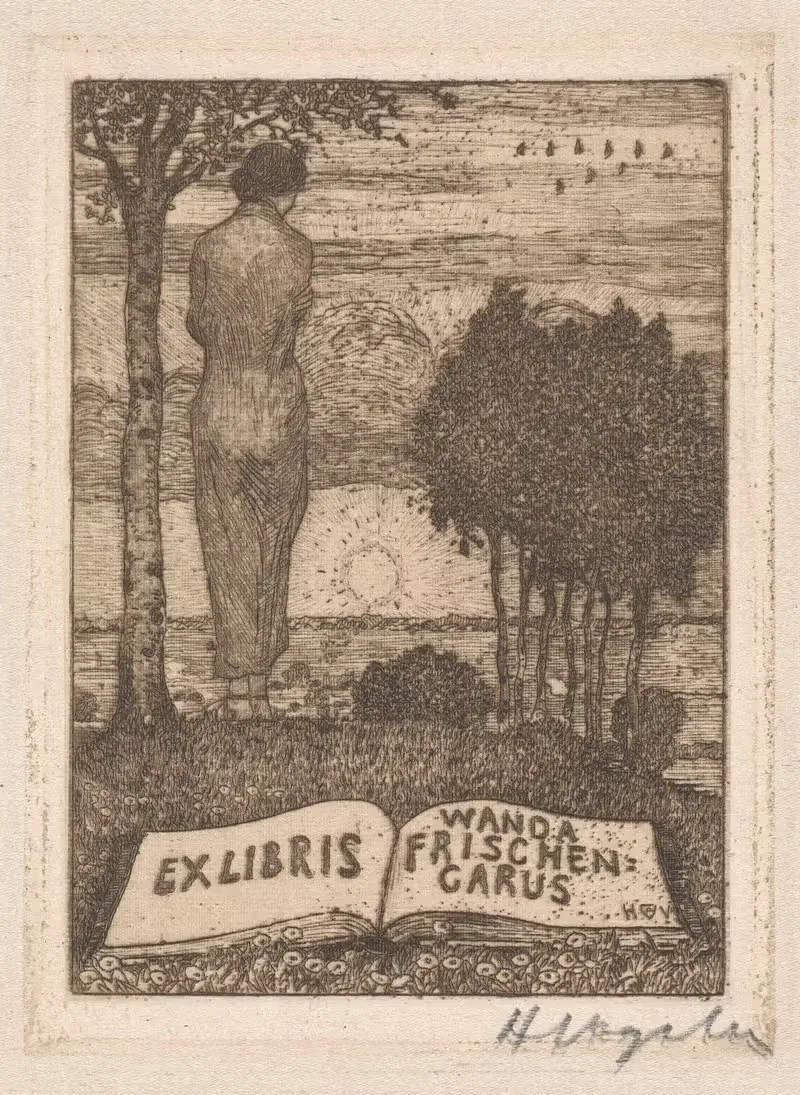 Ex Libris Wanda Frischen-Carus by Heinrich Vogeler, 1908 — digital art print download