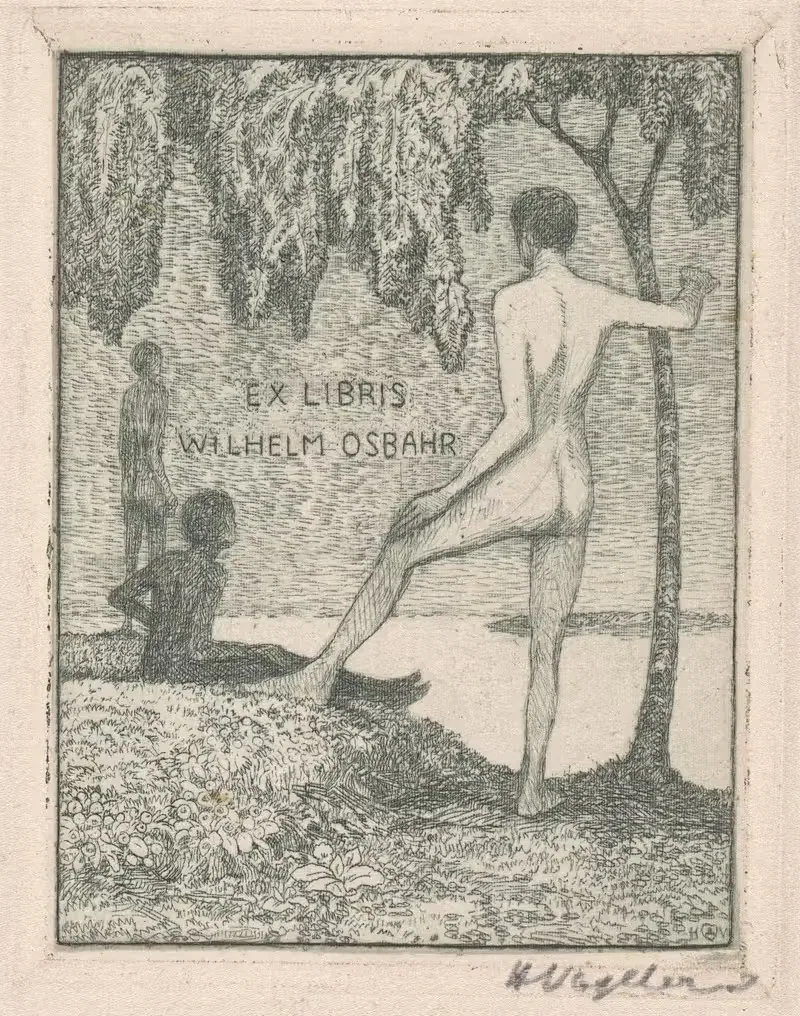 Ex Libris Вильгельм Осбах by Генрих Фогелер, 1909 — digital art print download