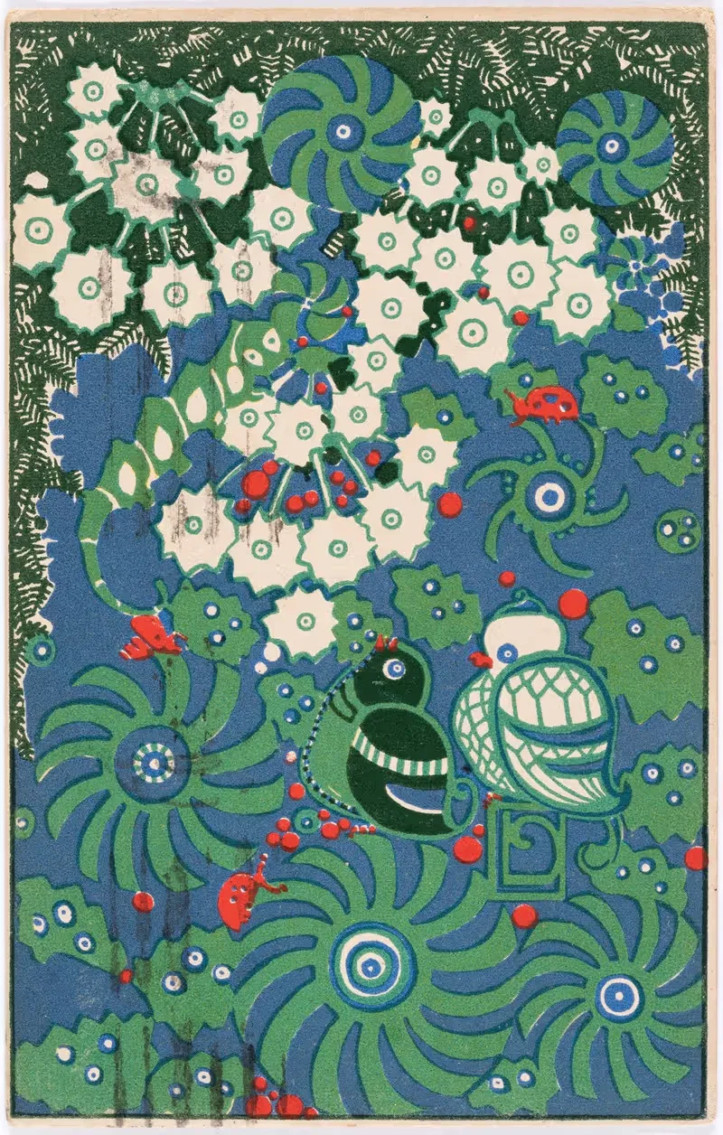 № 750: Птицы и цветы. by Йозеф фон Дивеки, 1912 — digital art print download