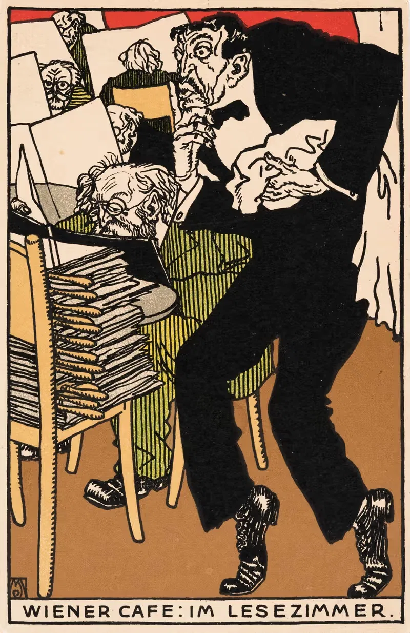 Венский кафе: В читальном зале by Мориц Юнг, 1911 — digital art print download