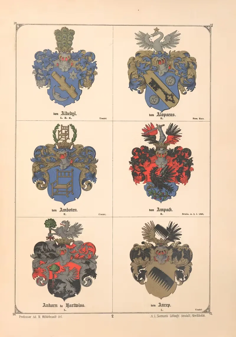 Балтийская гербовая книга, пл. 003 by Адольф Маттиас Хильдебрандт, 1882 — digital art print download