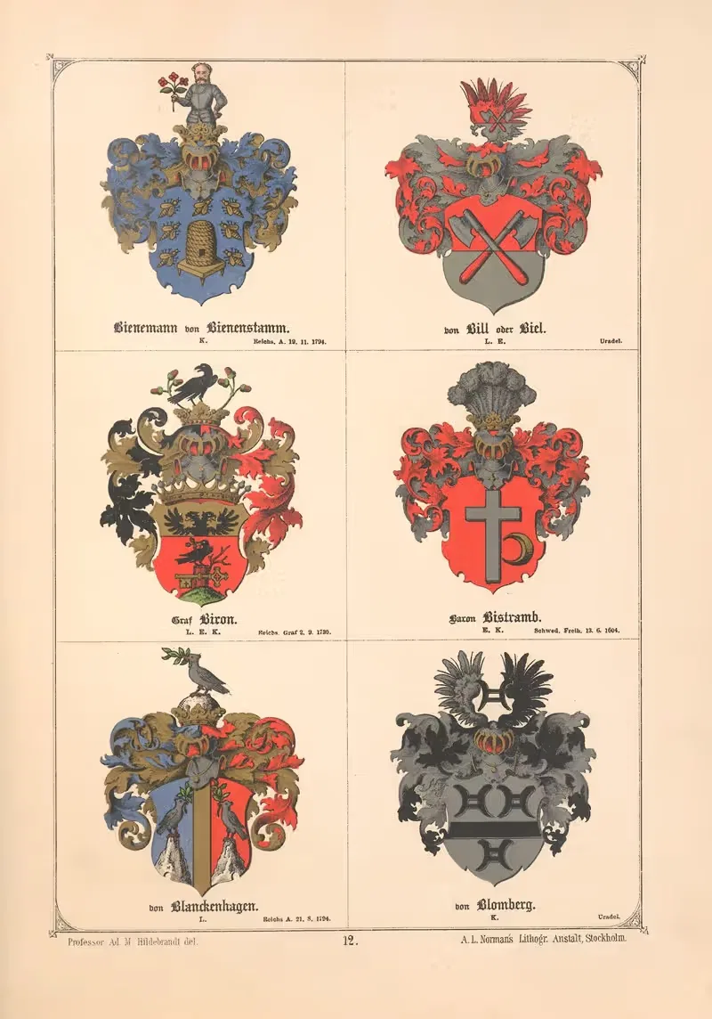 Балтийская гербовая книга Пл.011 by Адольф Маттиас Хильдебрандт, 1882 — digital art print download