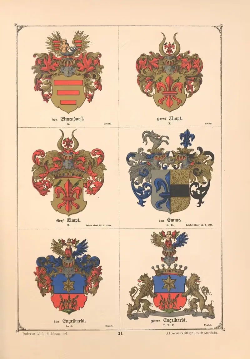 Балтийская гербовая книга Пл.026 by Адольф Маттиас Хильдебрандт, 1882 — digital art print download
