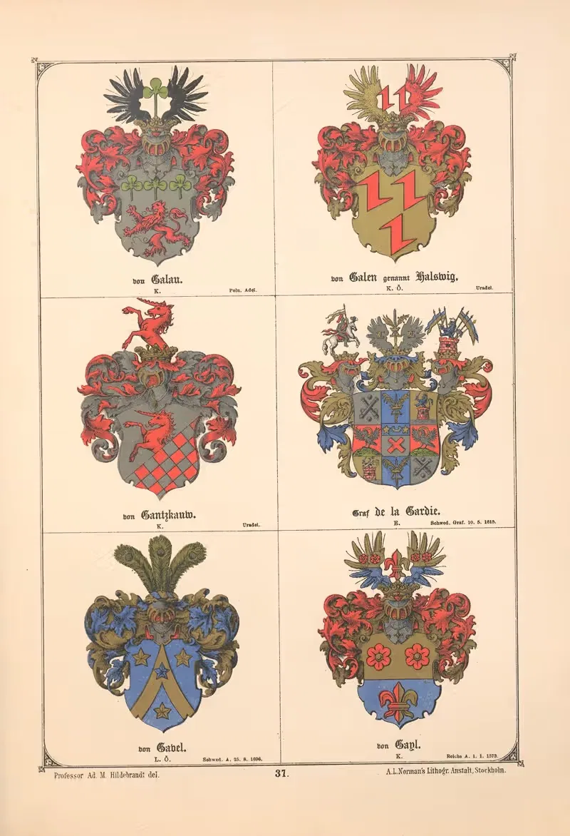 Балтийская гербовая книга, пл. 031 by Адольф Маттиас Хильдебрандт, 1882 — digital art print download