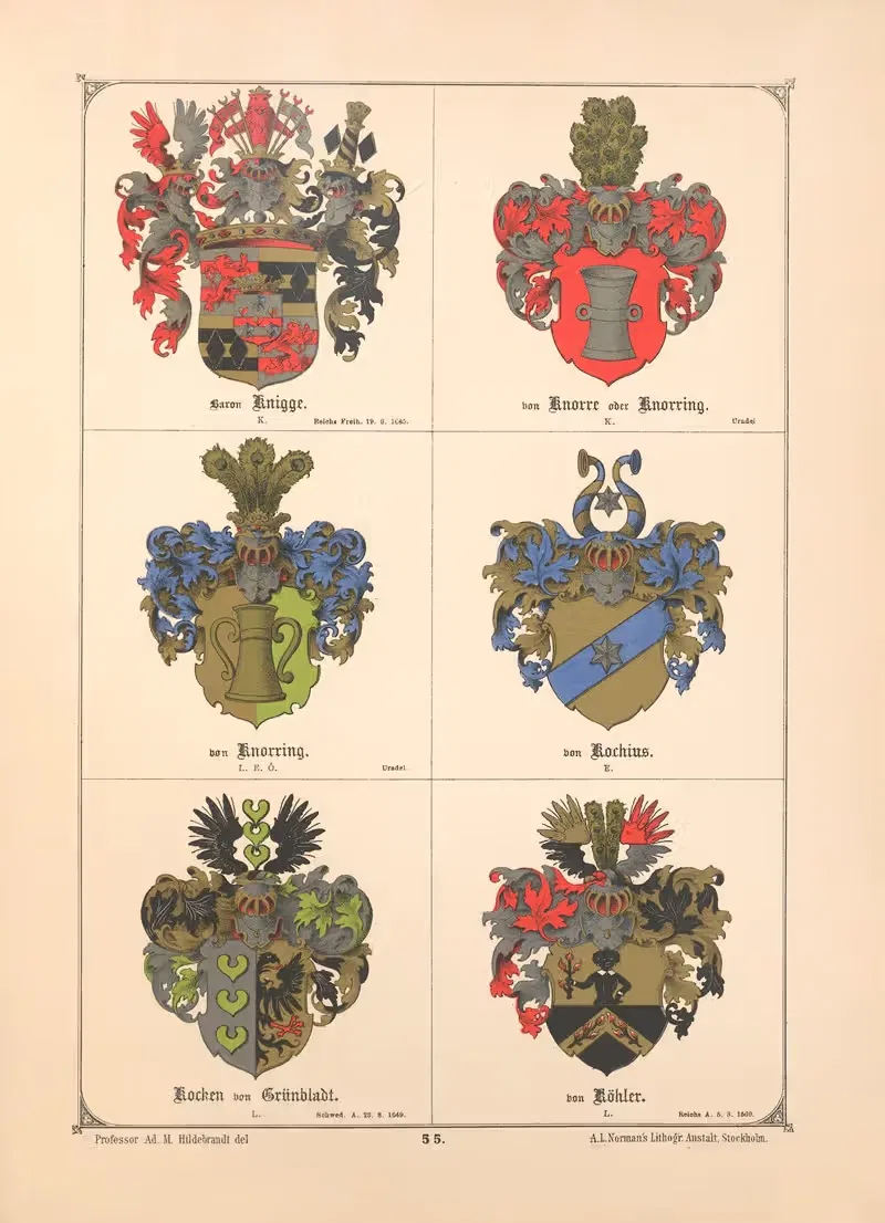 Балтийская гербовая книга, пл. 048 by Адольф Маттиас Хильдебрандт, 1882 — digital art print download