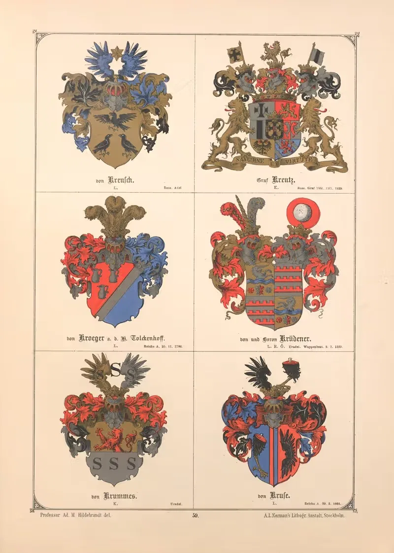 Балтийская гербовая книга, пл. 051 by Адольф Маттиас Хильдебрандт, 1882 — digital art print download