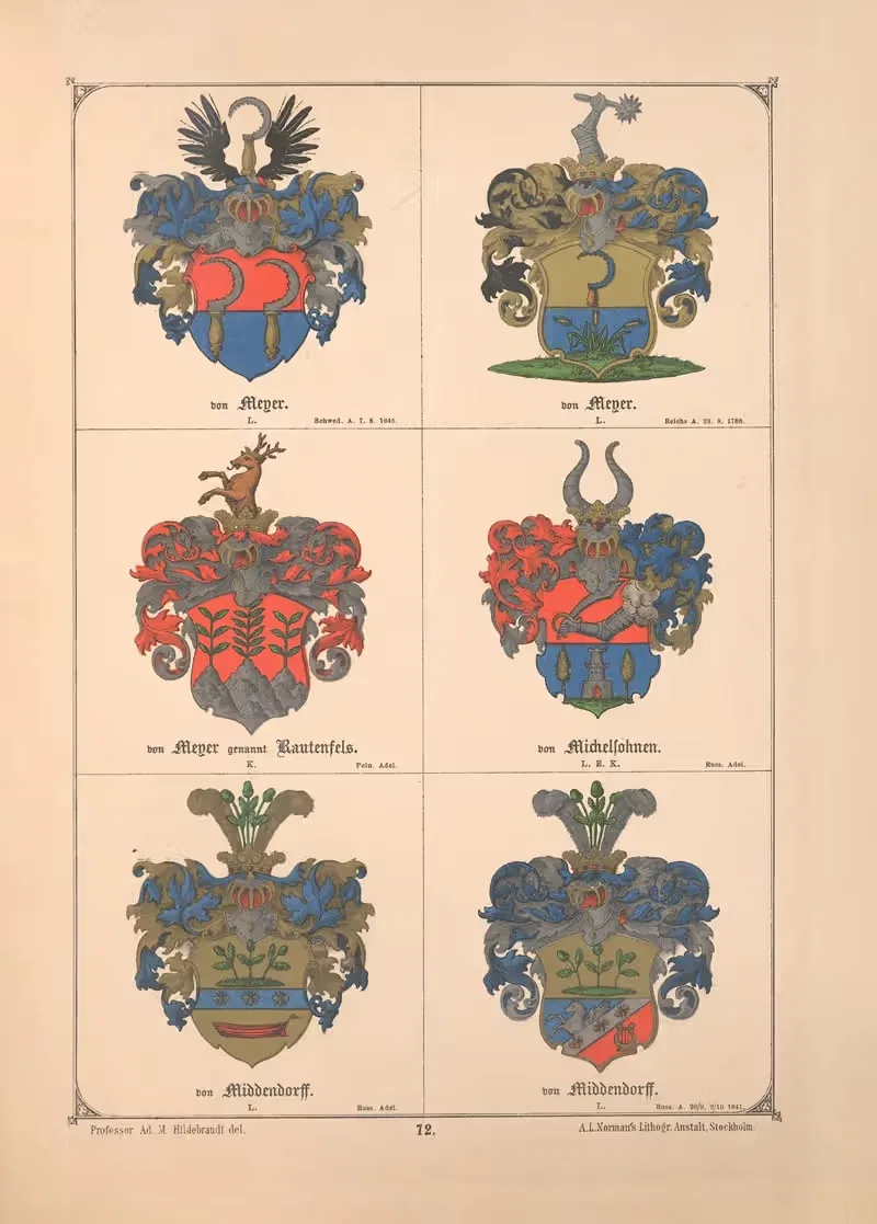 Балтийская гербовая книга, пл. 064 by Адольф Маттиас Хильдебрандт, 1882 — digital art print download