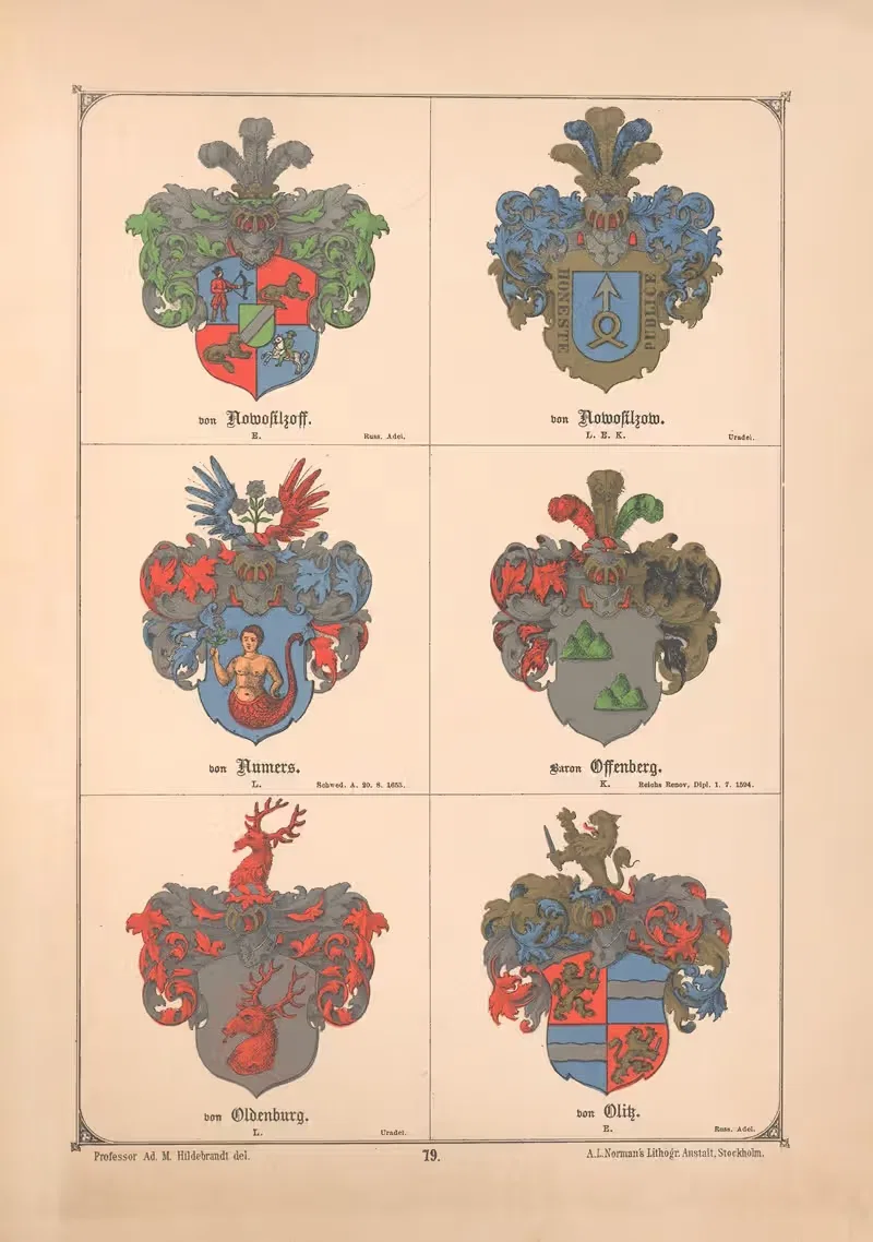 Балтийская гербовая книга Пл.070 by Адольф Маттиас Хильдебрандт, 1882 — digital art print download