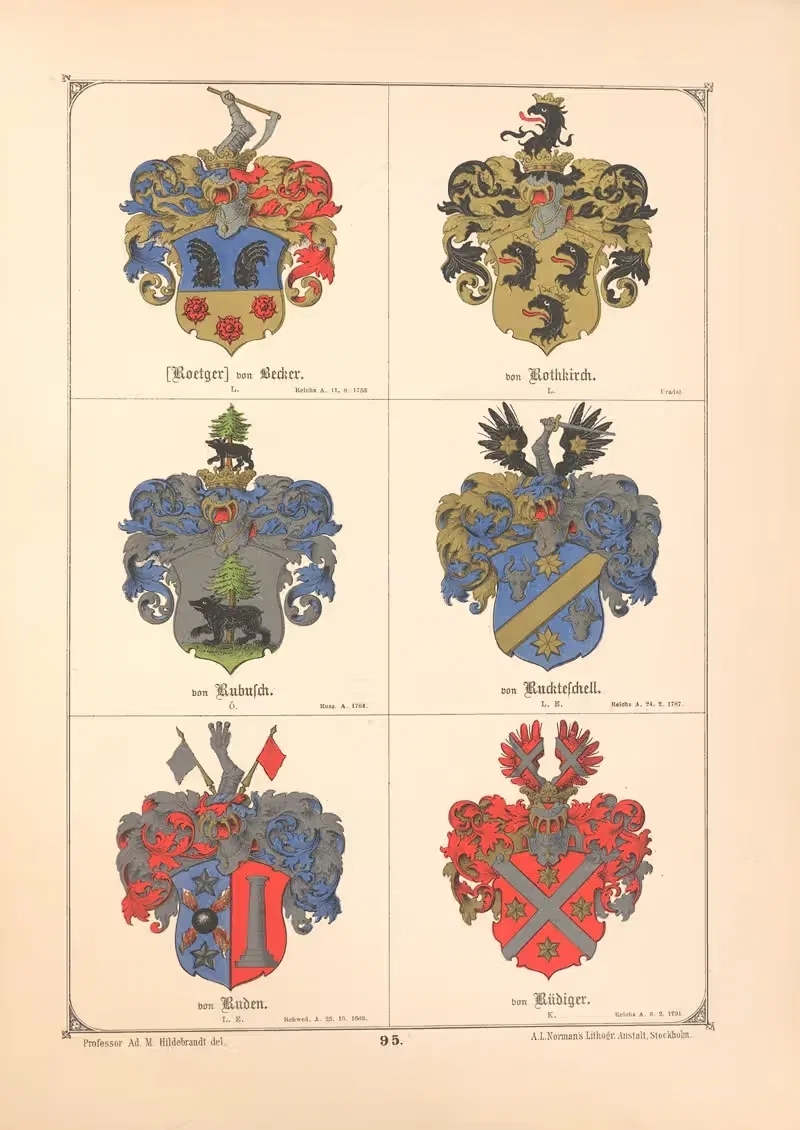 Балтийская гербовая книга, Пл.086 by Адольф Маттиас Хильдебрандт, 1882 — digital art print download
