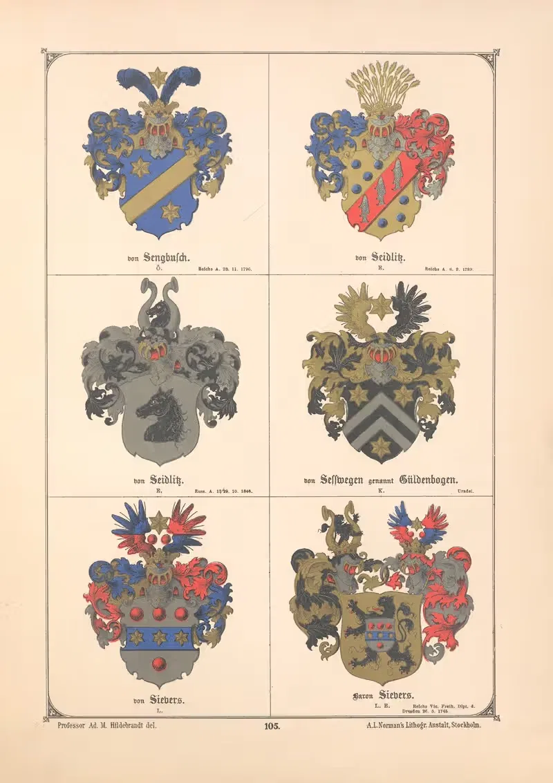 Балтийская гербовая книга. Пл. 095 by Адольф Маттиас Хильдебрандт, 1882 — digital art print download