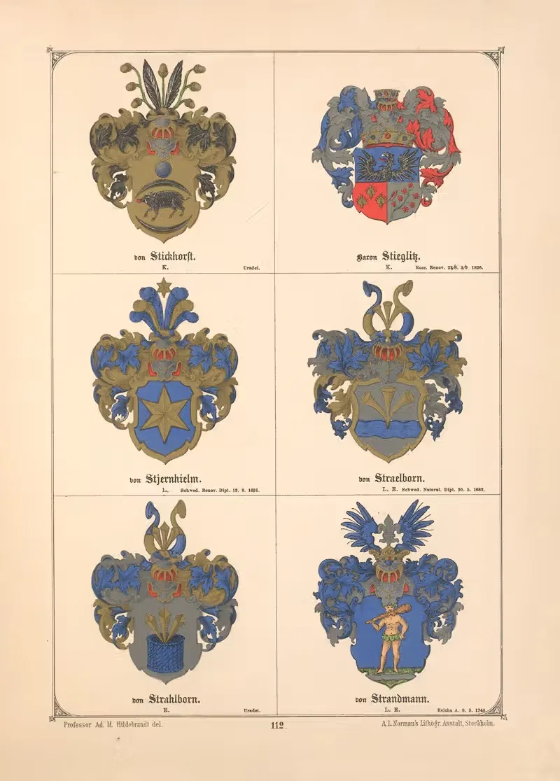 Балтийская гербовая книга, Пл.100 by Адольф Маттиас Хильдебрандт, 1882 — digital art print download