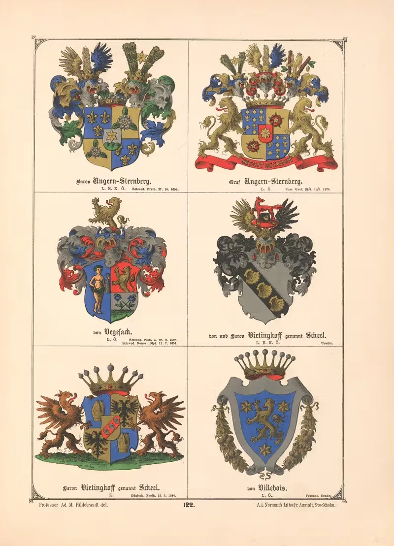 Балтийская гербовая книга, пл. 109 by Адольф Маттиас Хильдебрандт, 1882 — digital art print download