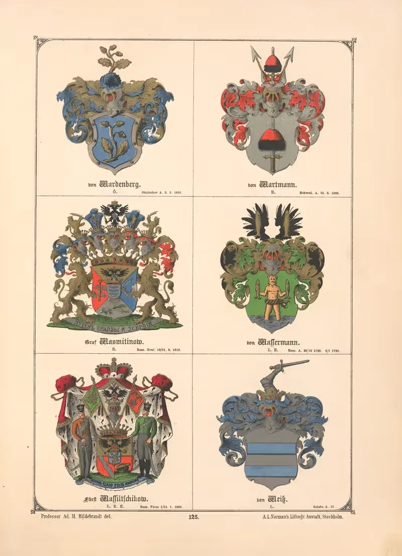 Балтийская гербовая книга, пл. 112 by Адольф Маттиас Хильдебрандт, 1882 — digital art print download