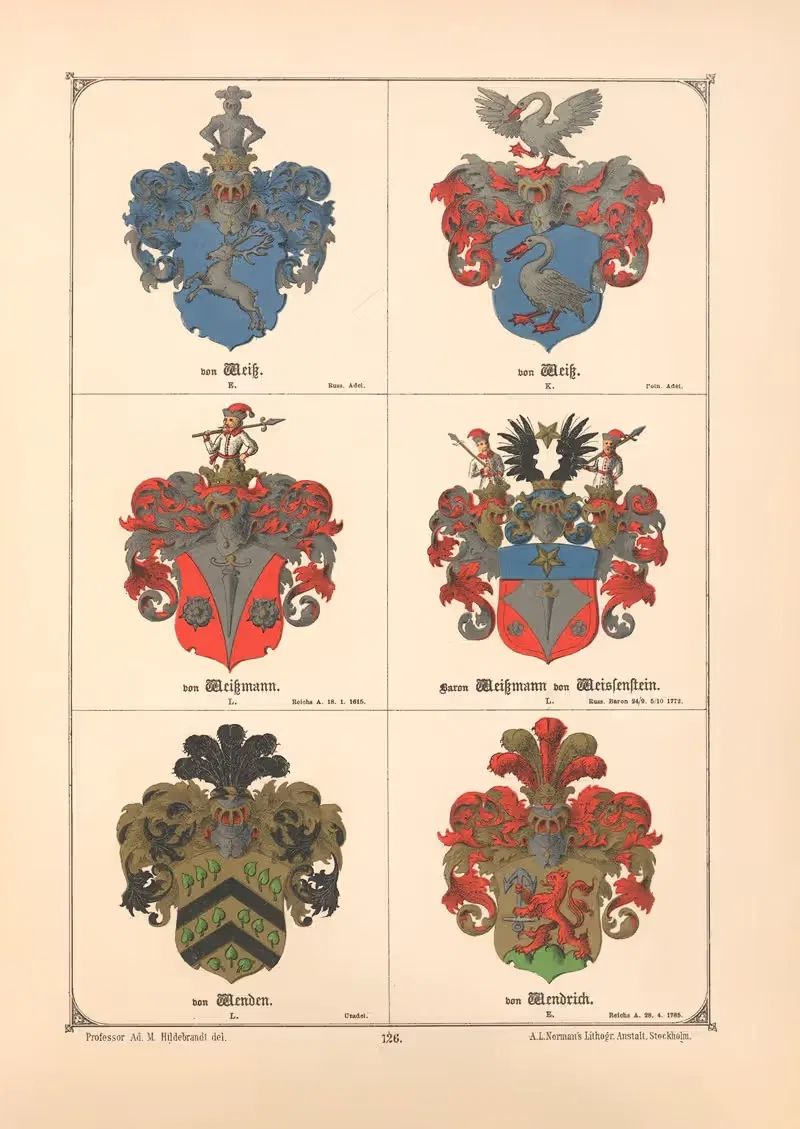 Балтийская книга гербов, Пл.113 by Адольф Маттиас Хильдебрандт, 1882 — digital art print download
