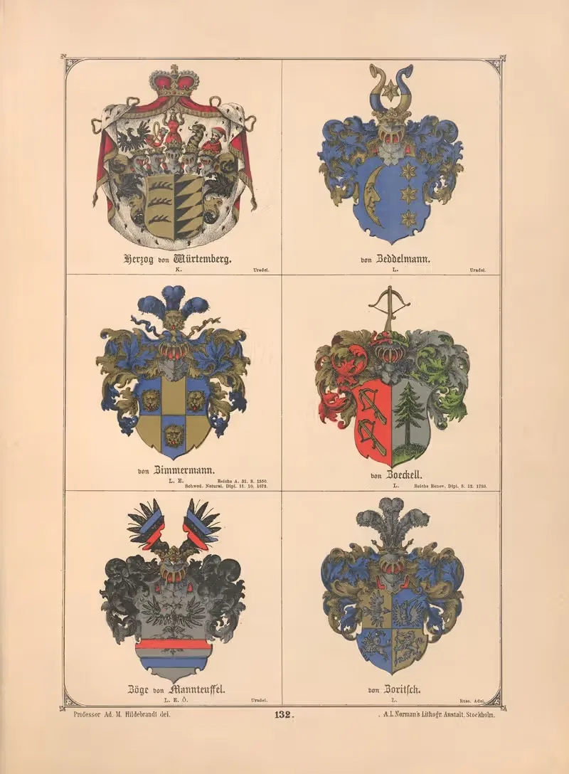 Балтийская книга гербов Pl.118 by Адольф Маттиас Хильдебрандт, 1882 — digital art print download