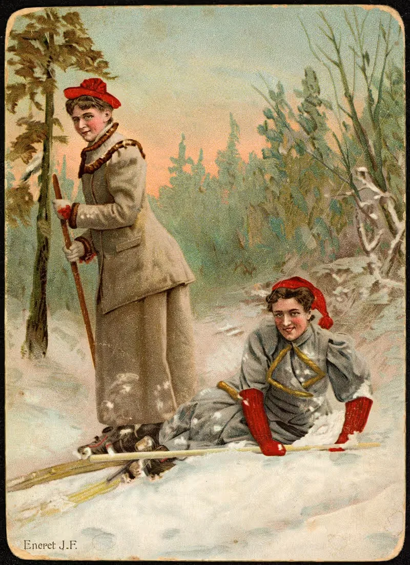 2 женщины на лыжах by Аноним — digital art print download