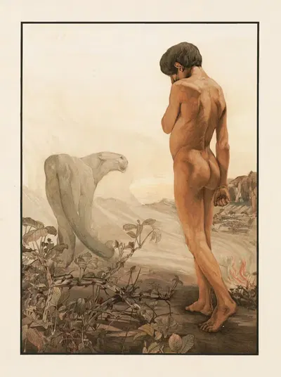 Mowgli leaving the jungle by Charles Maurice Detmold, 1903 — digital art print download
