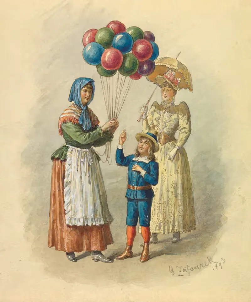 Продавщица воздушных шаров by Густав Зафарек, 1893 — digital art print download