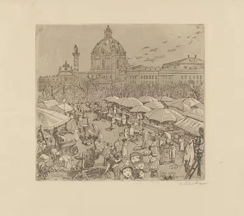 Старый рынок Насчмаркта by Оскар Ласке, 1900 — digital art print download