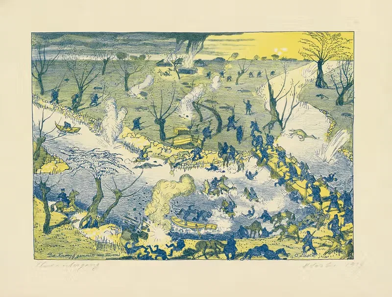 Битва за рекой by Оскар Ласке, 1917 — digital art print download