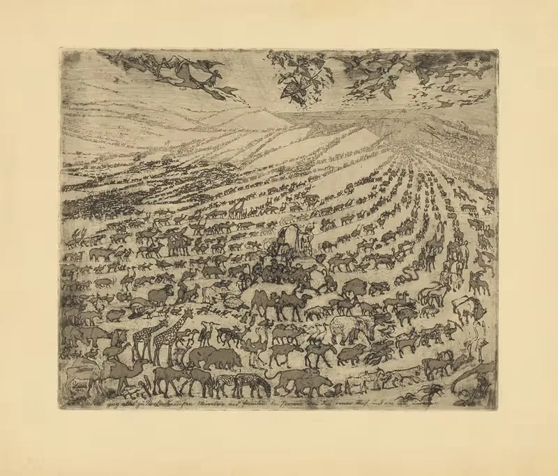 Вход животных в ковчег Ноя by Оскар Ласке, 1912 — digital art print download