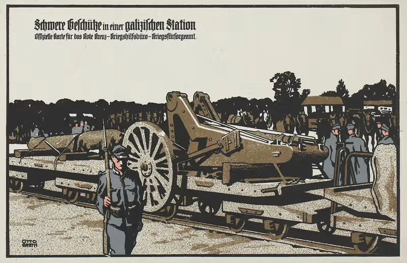 Schwere Geschütze in einer galizischen Station — Otto Barth