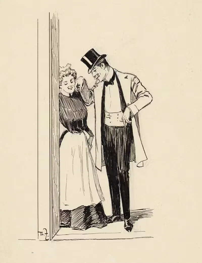 Горничная и 'Достопочтенный господин' by Теодор Засше, 1900 — digital art print download