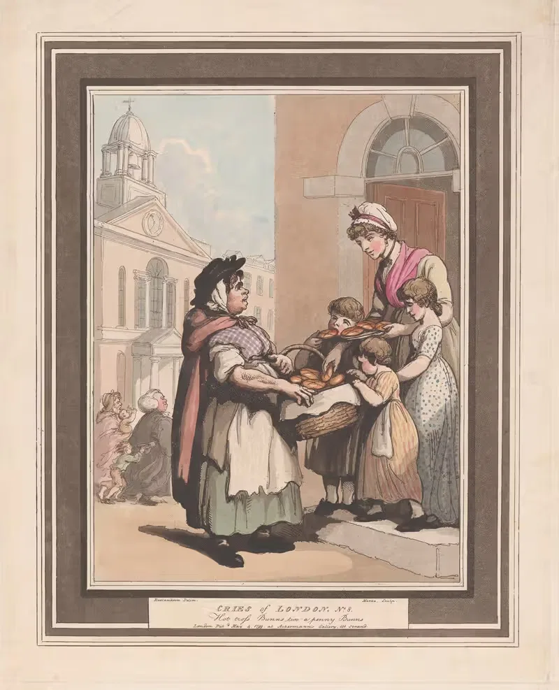 №8; Горячие крестовые булочки by Томас Роуландсон, 1799 — digital art print download