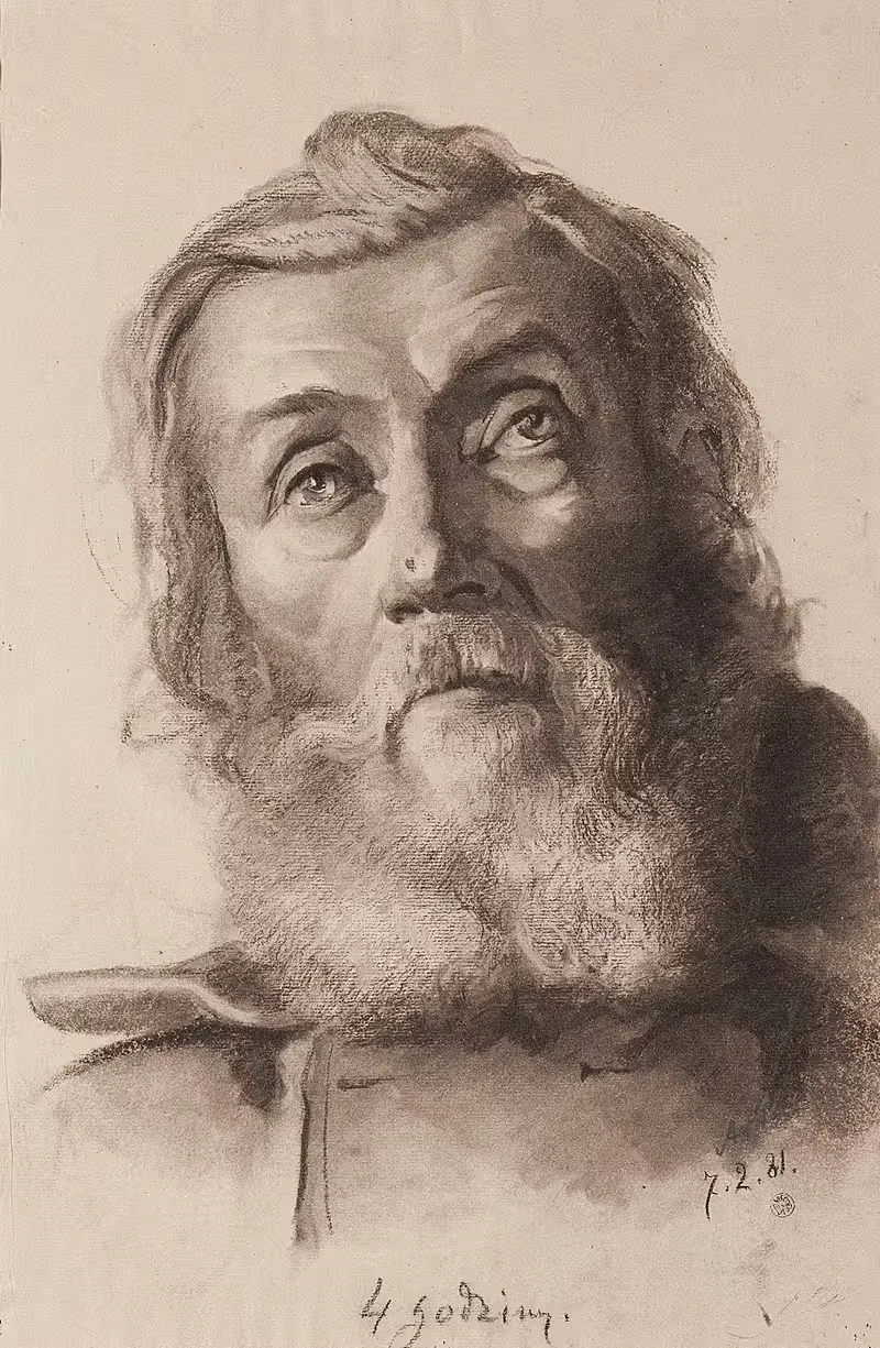 Male head – academic study by Anna Bilińska-Bohdanowicz, 1881 — digital art print download