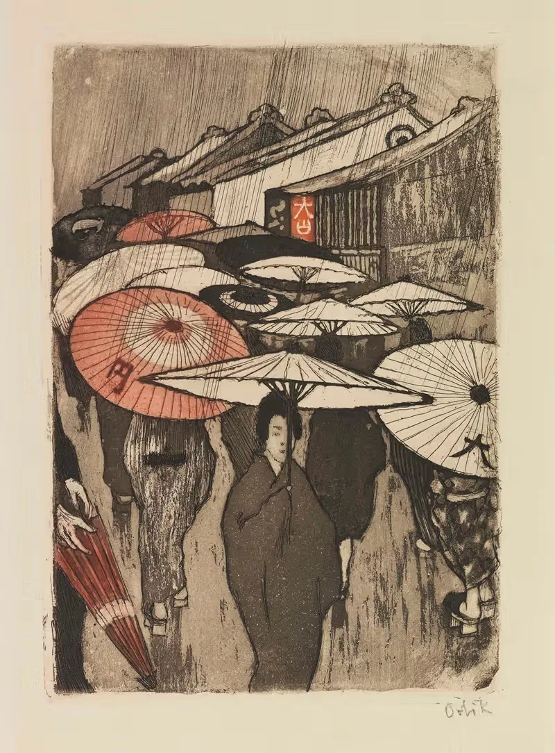 Дождливый день в Киото by Эмиль Орлик, 1904 — digital art print download
