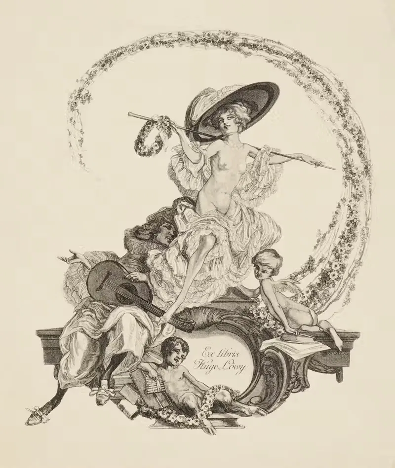 Bookplate of Hugo Löwy — Franz von Bayros