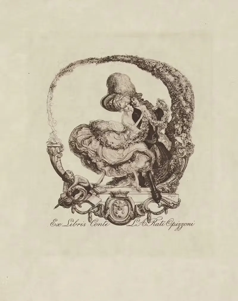 Ex-Libris Conte L.A. Rati Opizzoni by Franz von Bayros, 1911 — digital art print download