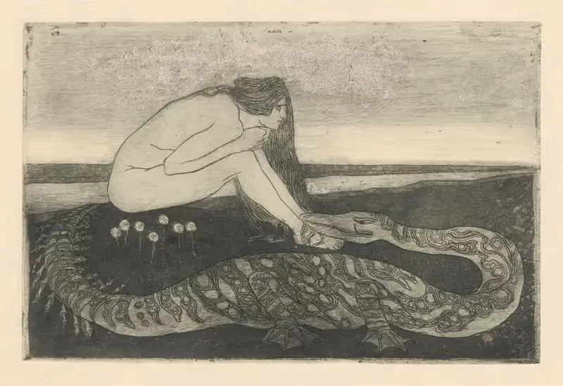 Женщина и дракон. by Ян Рембовский, 1910 — digital art print download