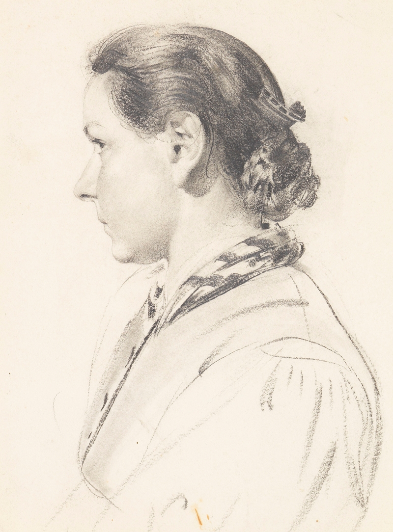 Junge Frau im Profil by Konrad Böse, 1900 — digital art print download